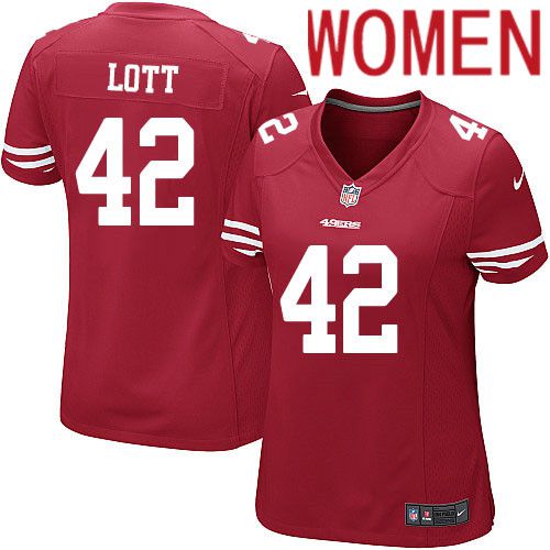 Women San Francisco 49ers 42 Ronnie Lott Nike Scarlet Game Player NFL Jersey